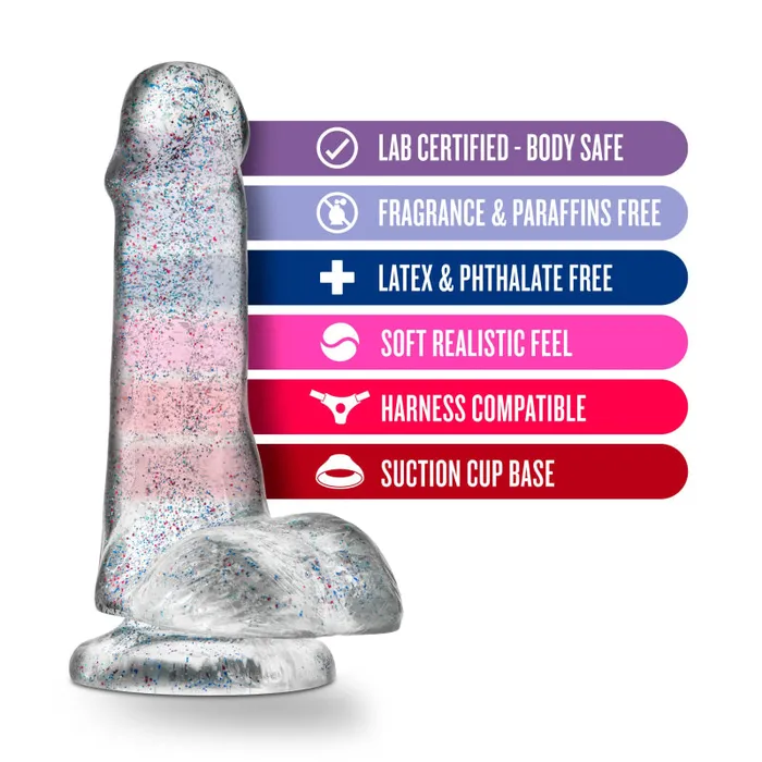 Blush Novelties Dildos | Naturally Yours - 6 Inch Glitter Cock - Sparkling Clear