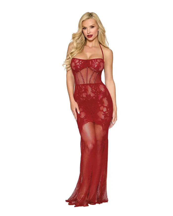 Bodystockings Playsuits Dreamgirl Bodystocking Gown Dmnd One Size Red