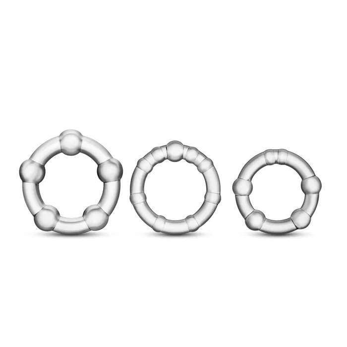 Dildos Blush Stay Hard Beaded Cock Rings 3 Pack Clear