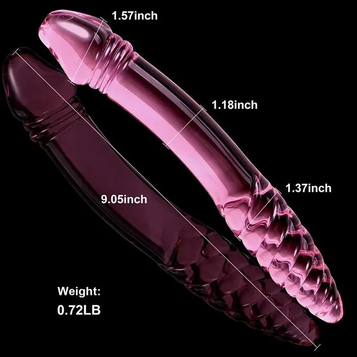 Dildos | Lovetoyshub 9.05Inch Double Head Threaded Glass Dildo