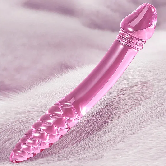 Dildos | Lovetoyshub 9.05Inch Double Head Threaded Glass Dildo