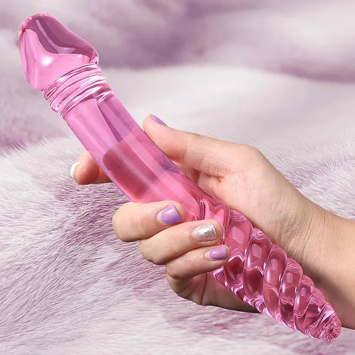 Dildos | Lovetoyshub 9.05Inch Double Head Threaded Glass Dildo