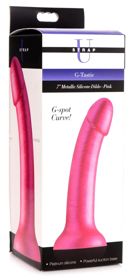 Dildos XR Brands GTastic 7 Inch Metallic Silicone Dildo Pink