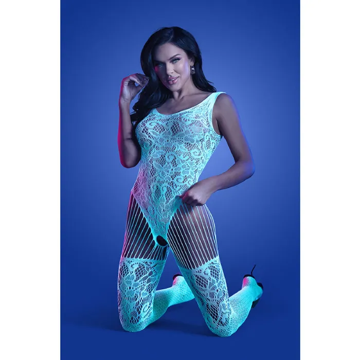 Fantasy Lingerie Bodystockings Playsuits Illuminate Crotchless Teddy Bodystocking One Size Whiteblue