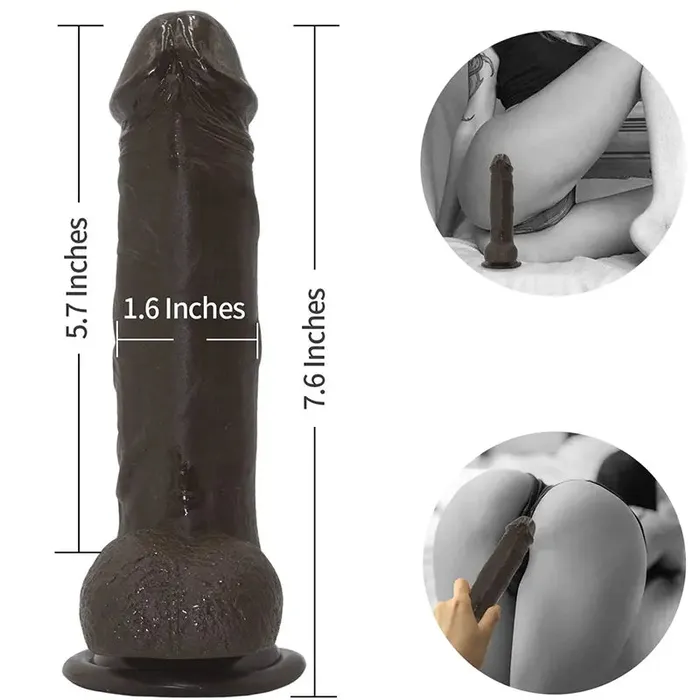 Female Sex Toys | Lovetoyshub 7.6Inch Realistic Black Silicone Strap On Dildo