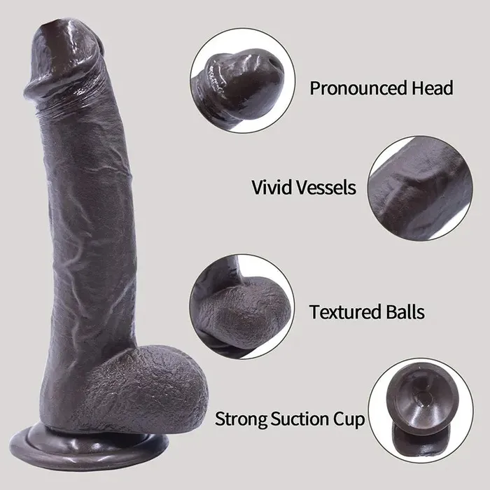 Female Sex Toys | Lovetoyshub 7.6Inch Realistic Black Silicone Strap On Dildo