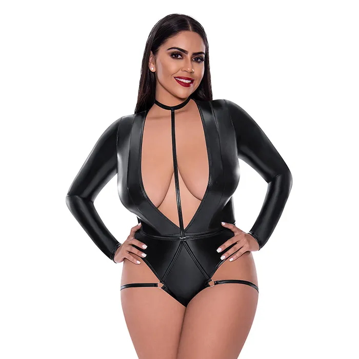 Female Sex Toys Magic Silk Lingerie Liquid Onyx Teddy W Harness Caging Black