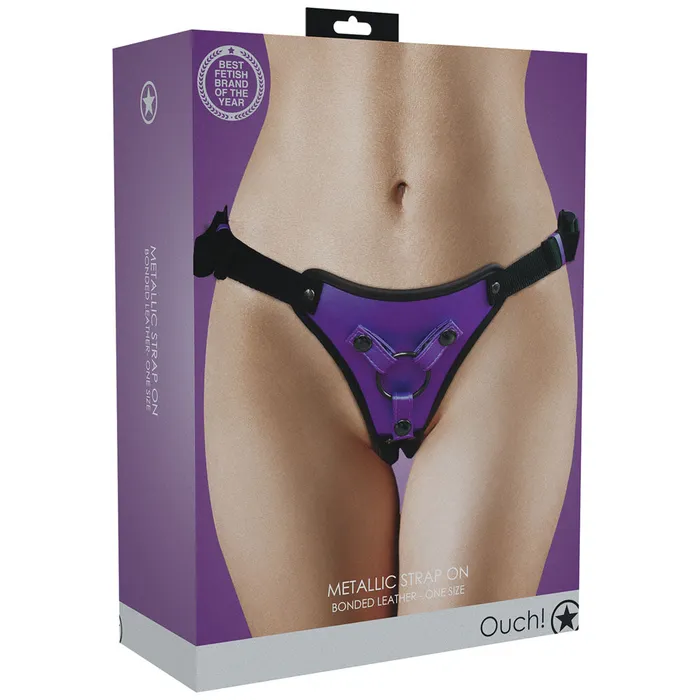 Female Sex Toys Shots Toys OUCH Metallic Strap On Harness Metallic Purpleou869mpu