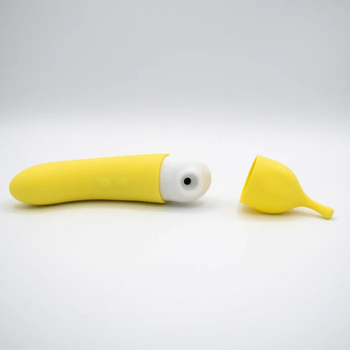 Natalies Toy Box Vibrators Banana Cream Air Pulse and GSpot Vibrator Yellow