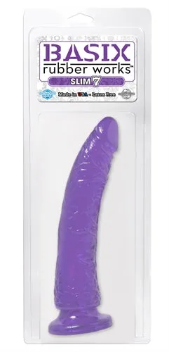 Pipedream Dildos Basix Slim 7 Inch Dong Purple