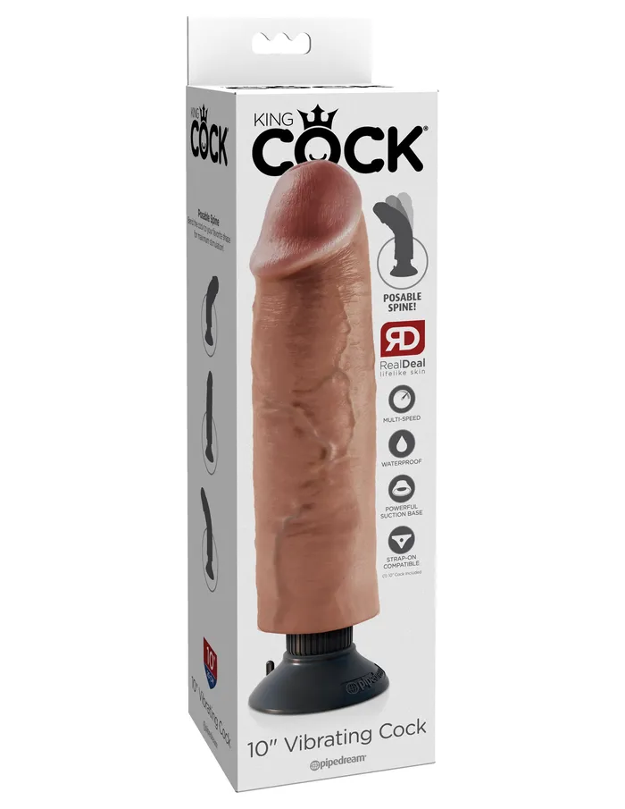 Pipedream King Cock 10 In Vibrating Tan Dildos