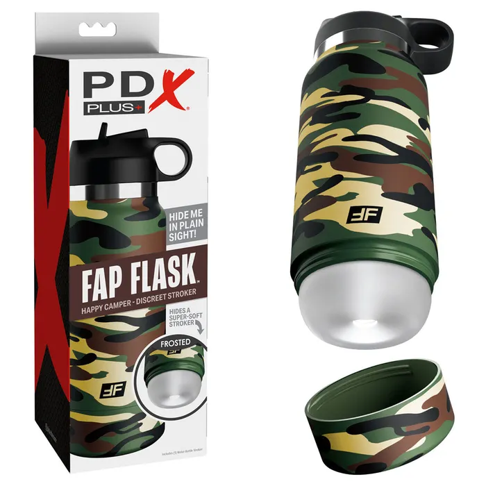 Pipedream Male Sex Toys PDX Plus Fap Flask Happy Camperrd63020