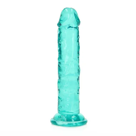 Shots America RealRock Crystal Clear Straight 6 in Dildo Without Balls Turquoise Dildos