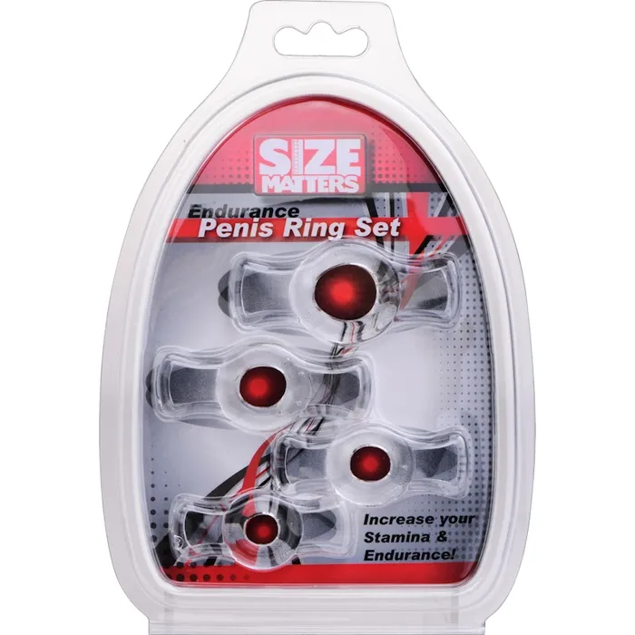 Size Matters Endurance Clear 4 Ring Penis Set Male Sex Toys