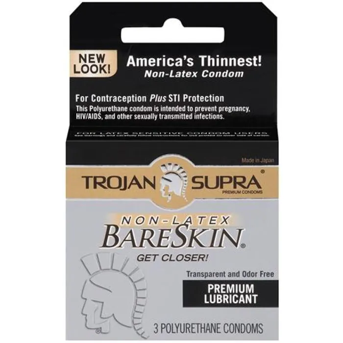 Trojan Condoms Enhancers Trojan Supra Bareskin Polyurethane 3 Pack