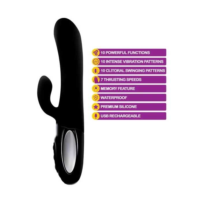 Viben Female Sex Toys | Hypnotic - Black - Thrusting Rabbit With Swinging Clitoral Stimulator