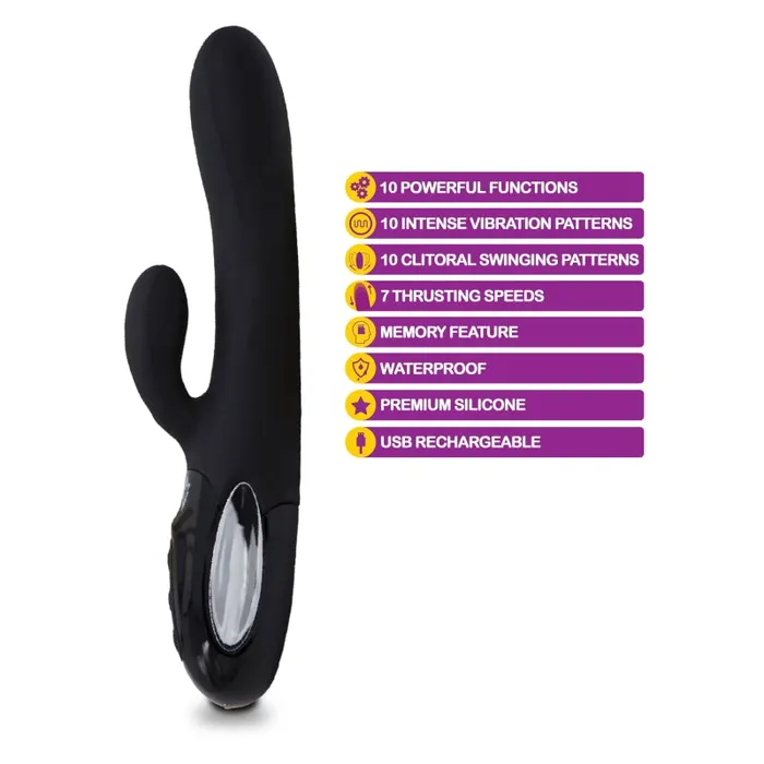 Viben Female Sex Toys | Hypnotic - Black - Thrusting Rabbit With Swinging Clitoral Stimulator