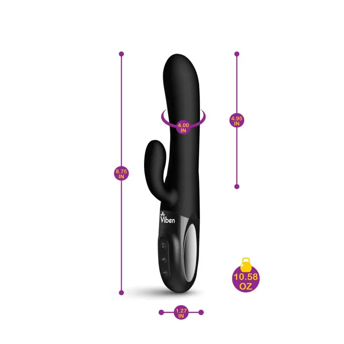 Viben Female Sex Toys | Hypnotic - Black - Thrusting Rabbit With Swinging Clitoral Stimulator