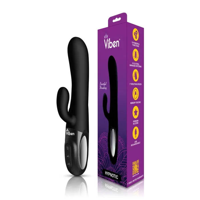 Viben Female Sex Toys | Hypnotic - Black - Thrusting Rabbit With Swinging Clitoral Stimulator