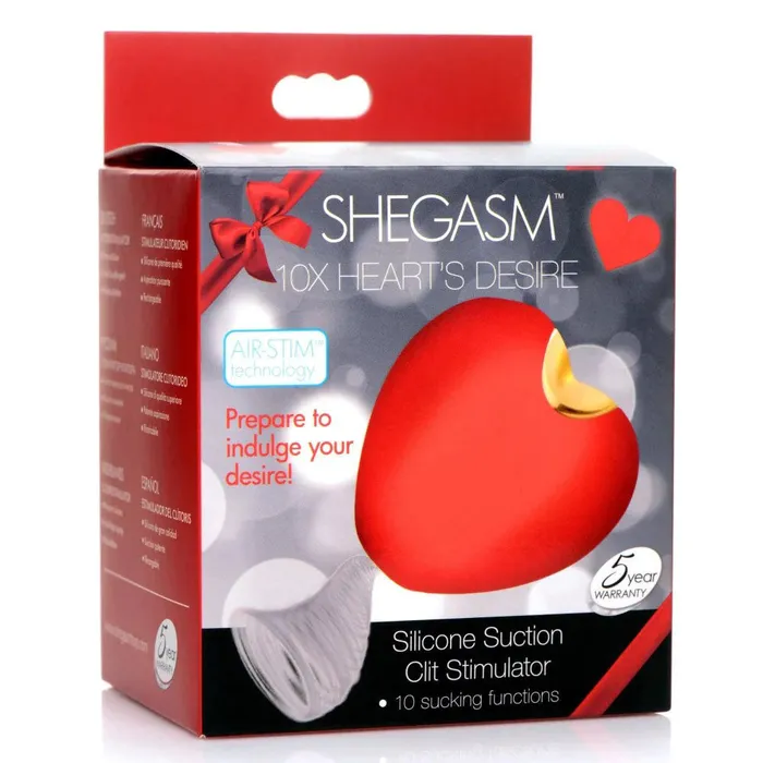 Vibrators XR Brands Shegasm 10x Heart Desire Silicone Suction Clit Stimulator Red