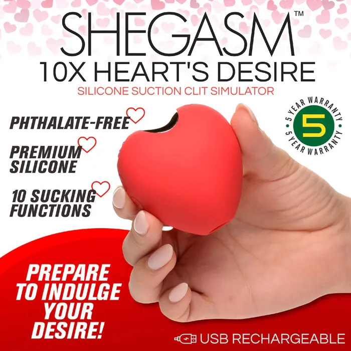 Vibrators | XR Brands Shegasm 10x Heart Desire Silicone Suction Clit  Stimulator - Red