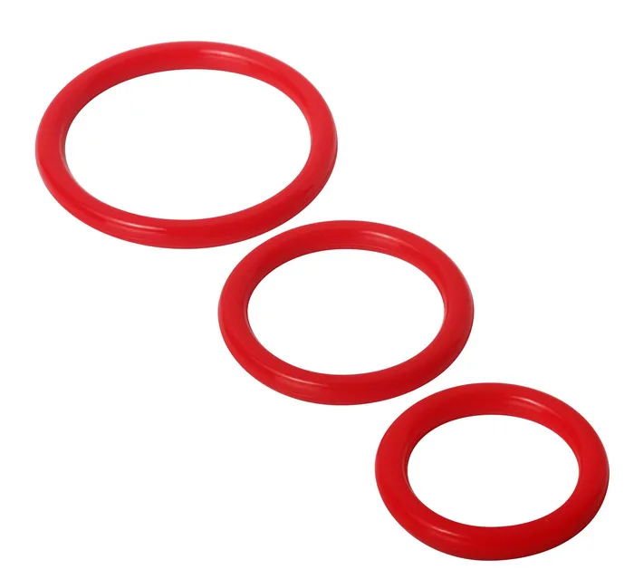 XR Brands Trinity Vibes Dildos Trinity Silicone Cock Rings Red