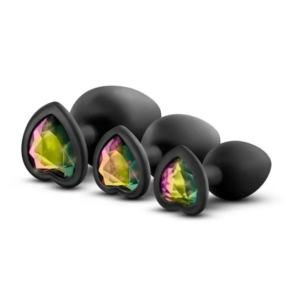 Blush Novelties Anal Luxe Bling Plugs Silicone Butt Plug Training Kit with Rainbow Gems