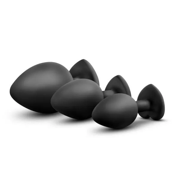 Blush Novelties Anal Luxe Bling Plugs Silicone Butt Plug Training Kit with Rainbow Gems
