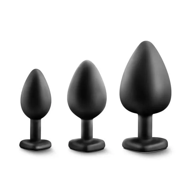 Blush Novelties Anal Luxe Bling Plugs Silicone Butt Plug Training Kit with Rainbow Gems