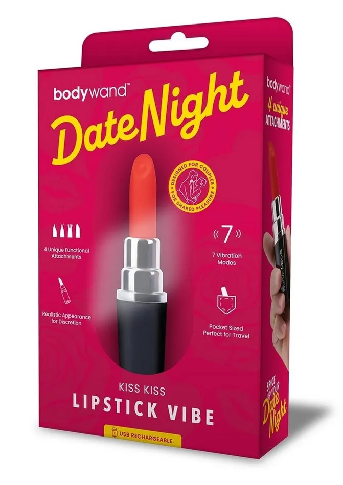 Bodywand Female Sex Toys Bodywand Date Night Kiss Kiss Rechargeable Silicone Lipstick Vibrator