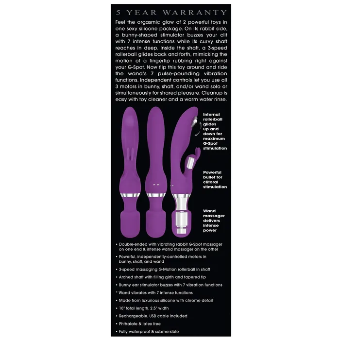 CalExotics Vibrators Adam Eve Eves The G Motion Rabbit Wand Purple