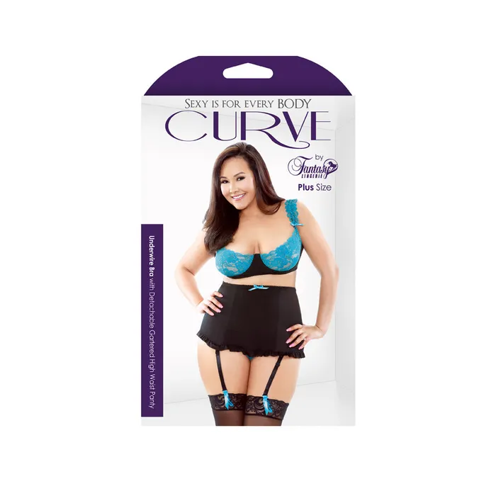 Curve Underwire Bra with Panty Teal 3X4X Fantasy Lingerie Vibrators