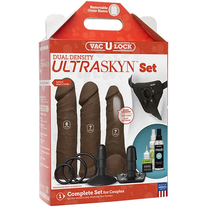 Doc Johnson Dildos VacULock Dual Density Ultraskyn Set Chocolate