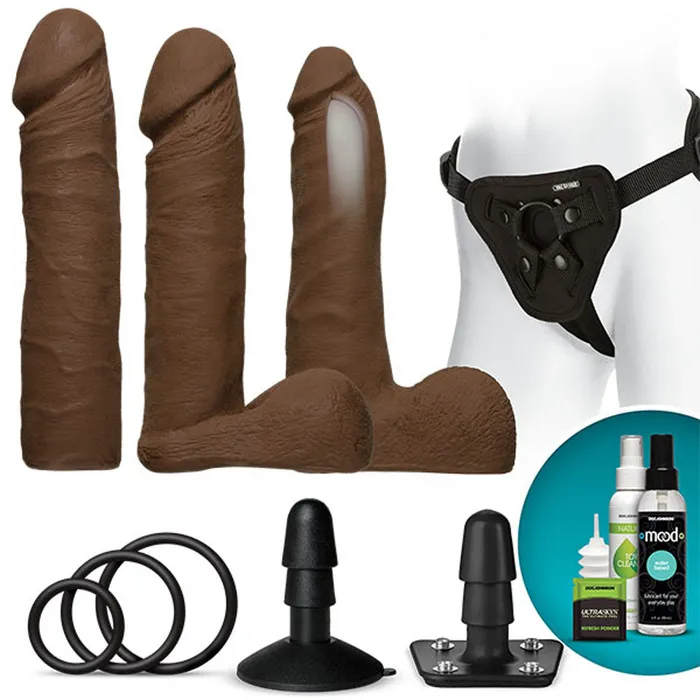 Doc Johnson Dildos VacULock Dual Density Ultraskyn Set Chocolate