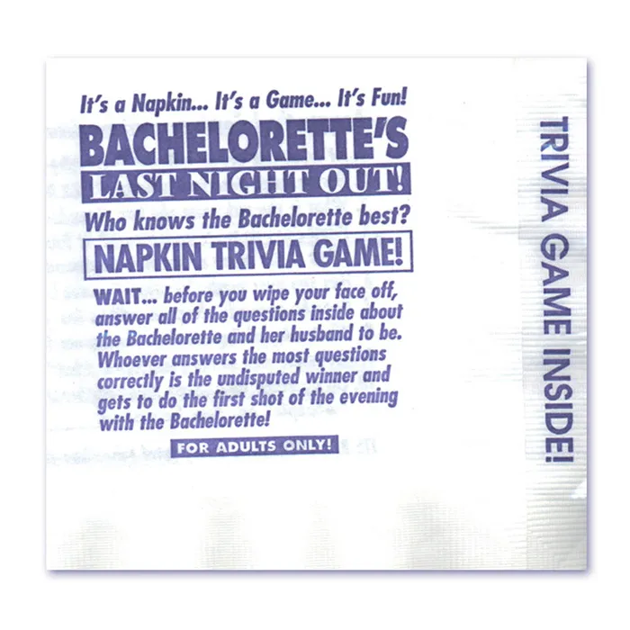 Georges Communication Bachelorette Napkin Trivia Game 25 Games