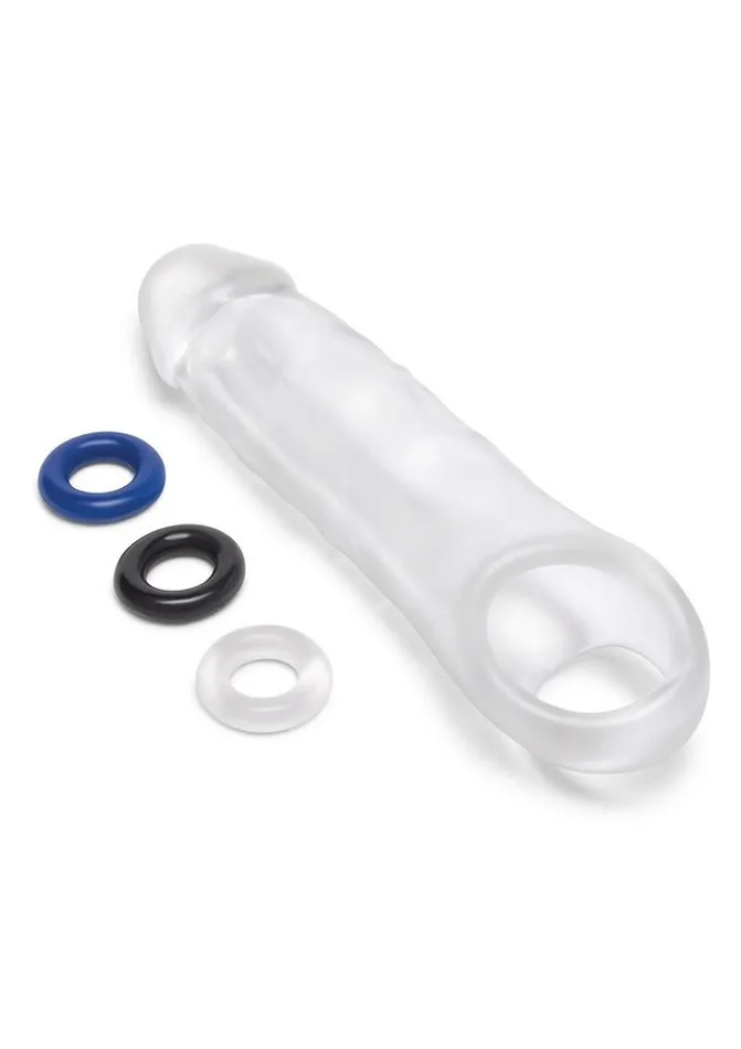Male Sex Toys Size Up Girthy Clear View Penis Extender with Ball Loop Size Up