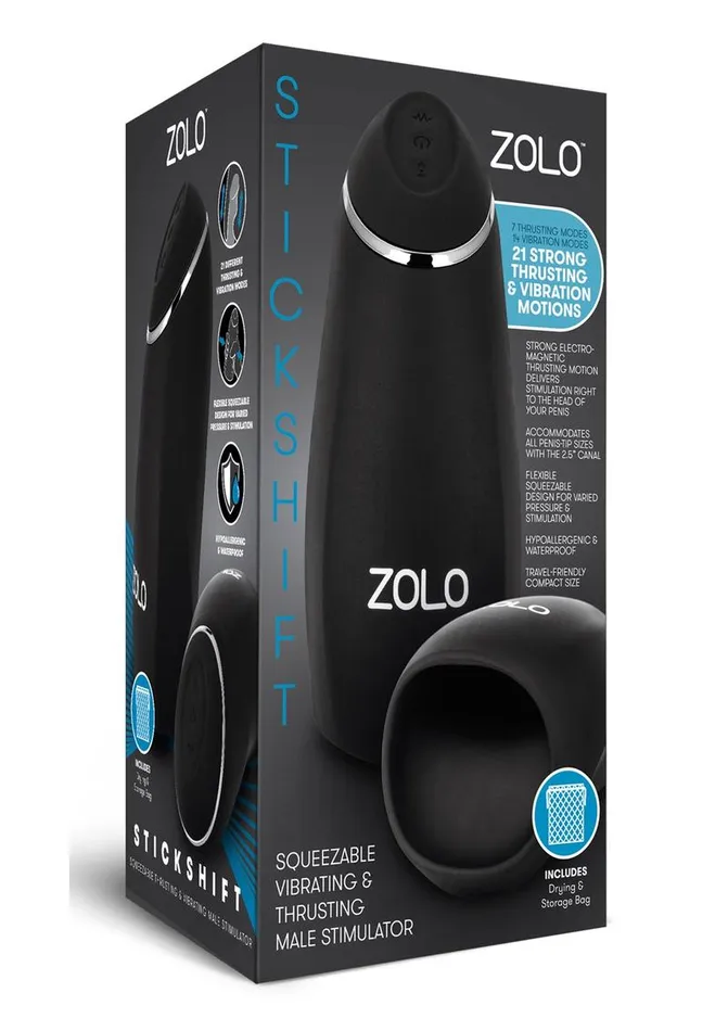 Male Sex Toys Zolo ZOLO Stickshift Squeezable Vibrating and Thrusting Rechargeable Male Stimulator