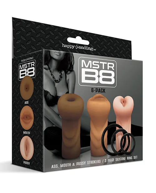MSTR B8 Stroker Set wCRings Assorted Pack of 3 Global Novelties LLC Male Sex Toys MSTR B8 Stroker Set wCRings Assorted Pack of 3 Global Novelties LLC Male Sex Toys