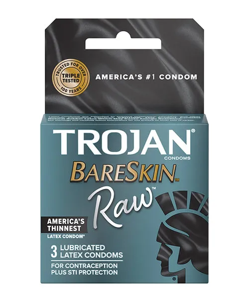 Paradise Marketing Male Sex Toys Trojan BareSkin Raw Condom Pack of 3