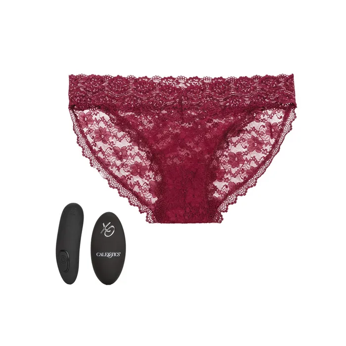 Remote Control Lace Panty Set S M Burgundy CalExotics Female Sex Toys