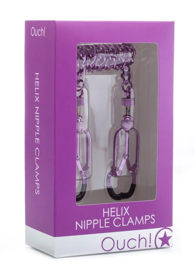 Vibrators Shots Ouch Helix Nipple Clamps Purple