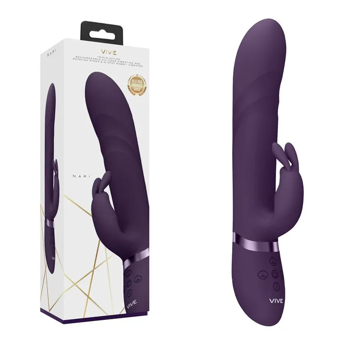 VIVE Nari Purple 241 cm USB Rechargeable Rabbit Vibrator Shots Toys Vibrators