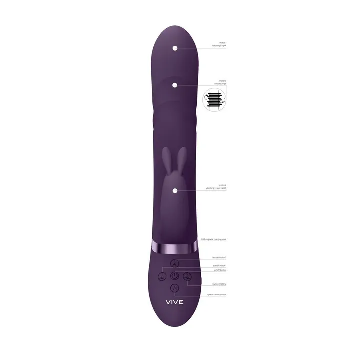 VIVE Nari Purple 241 cm USB Rechargeable Rabbit Vibrator Shots Toys Vibrators