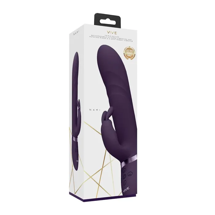 VIVE Nari Purple 241 cm USB Rechargeable Rabbit Vibrator Shots Toys Vibrators