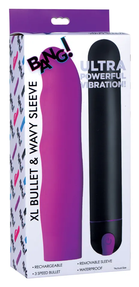 XR Brands Vibrators Xl Bullet and Wavy Sleeve Purple