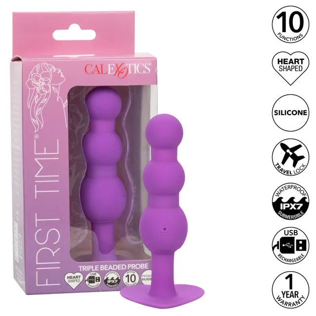 CalExotics First Time Vibrating Triple Beaded Probe Purple CalExotics Vibrators