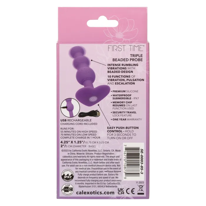 CalExotics First Time Vibrating Triple Beaded Probe Purple CalExotics Vibrators