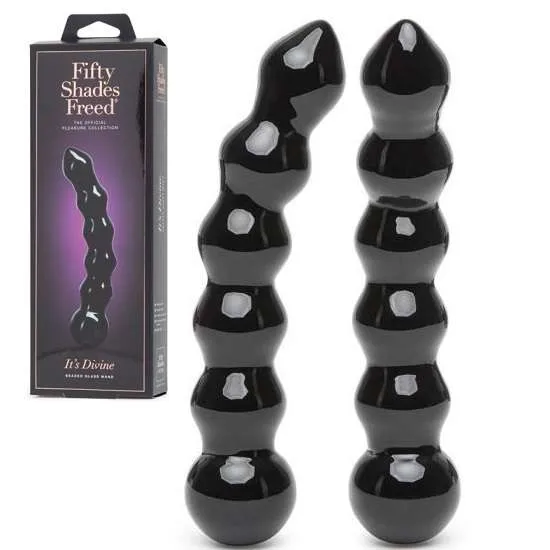 Dildos FIFTY SHADES FREED ITS DIVINE GLASS BEADED DILDO BLACK FIFTY SHADES