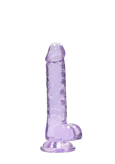 Dildos Realrock 7in Realistic Dildo W Balls Clear Purple SHOTS AMERICA