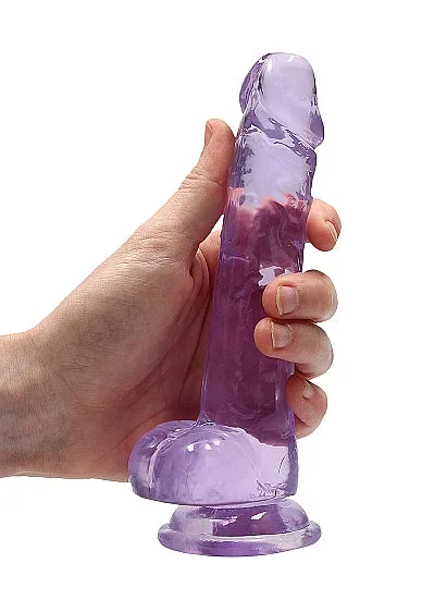 Dildos Realrock 7in Realistic Dildo W Balls Clear Purple SHOTS AMERICA